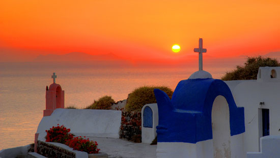 Santorini Church Sunset